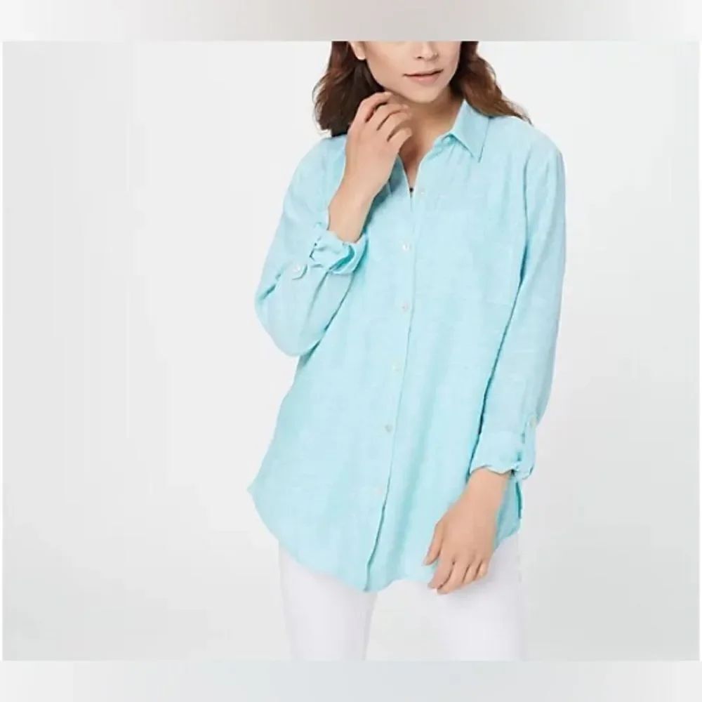 Susan Graver Easy Linen Blend Cross- Dyed Tunic